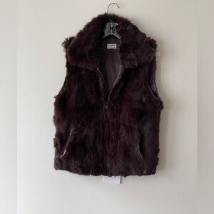 Surell for Bloomingdale's 100% Rabbit Fur Zip Vest Size S/M